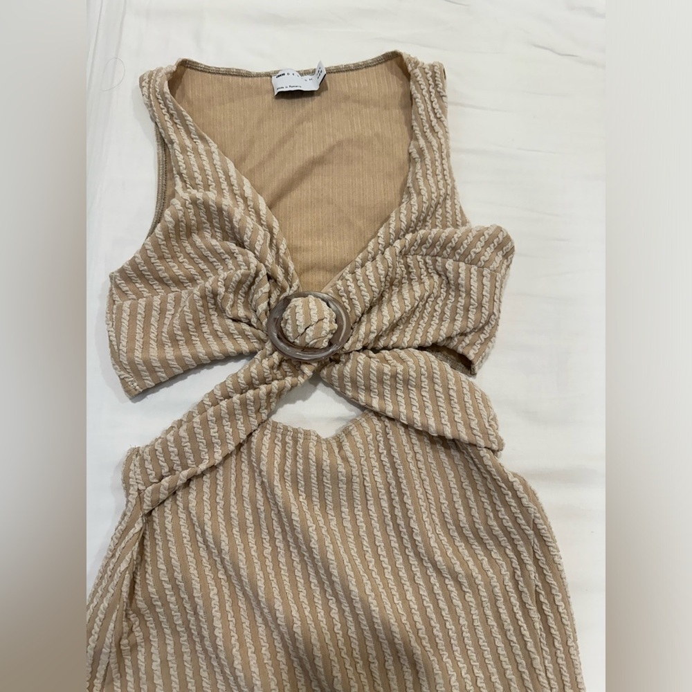Tan Dress with slit on one side